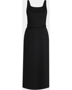 The Row Vadira Sleeveless Belted Wool Midi Dress - Black