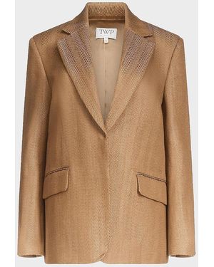 Twp Jillian Herringbone Linen-Blend Blazer - Brown