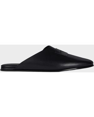 Givenchy Label Leather Mules - Black