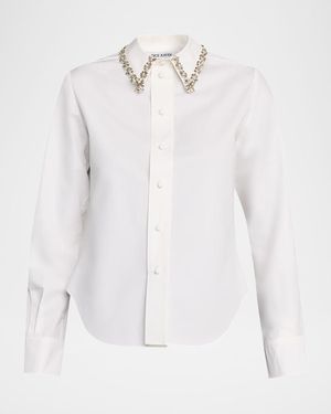 Dice Kayek Embellished Collar Button-Down Shirt - White