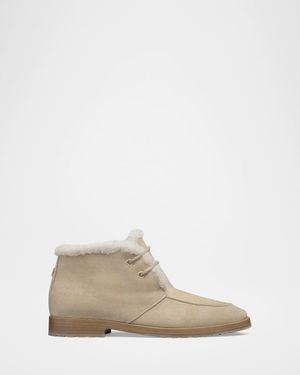 Bougeotte Shearling-Lined Suede Ankle Boots - Natural