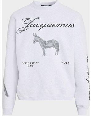 Jacquemus Apos;S Embroidered Le Paysan Fleece Sweatshirt - Gray