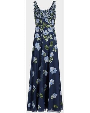 Sachin & Babi Indira Embellished Floral Gown - Blue