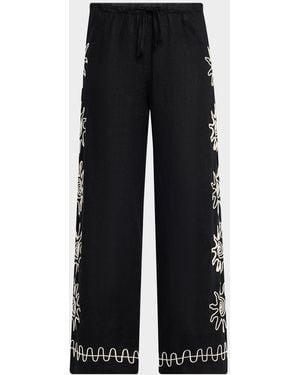 Rails Emmie Embroidered Linen Pants - Black