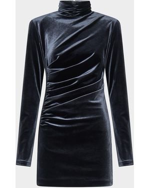 Nicholas Pilar Ruched Mock-Neck Mini Dress - Blue