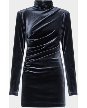 Nicholas Pilar Ruched Mock-Neck Mini Dress - Blue