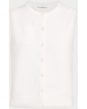Vince Sleeveless Patch Pocket Cardigan - White