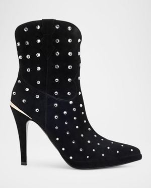 Partow Dublin Crystal Suede Ankle Boots - Black