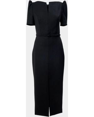 Carolina Herrera Split-Front Belted Midi Dress - Black
