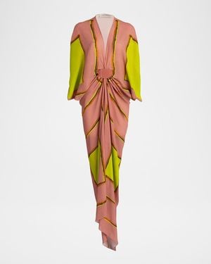 Silvia Tcherassi Fiore Gathered Maxi Tunic Dress - Orange