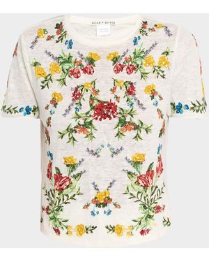 Alice + Olivia Cindy Embellished Crop Top - White