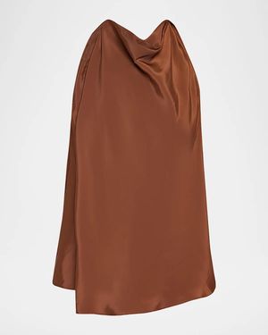 A.L.C. Ada Satin Halter Top - Brown