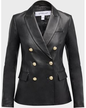 10 Crosby Derek Lam Franklin Double-Breasted Leather Jacket - Black