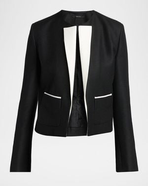 Tom Ford Contrast-Trim Short Sport Coat - Black