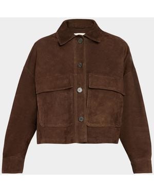 Arma Miri Cropped Lambskin Suede Jacket - Brown
