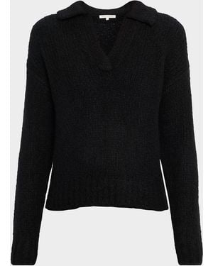 Sofiacashmere Collared Boucle-Knit Sweater - Black
