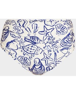 Jonathan Simkhai Teya Ruched High-Rise Bikini Bottoms - Blue
