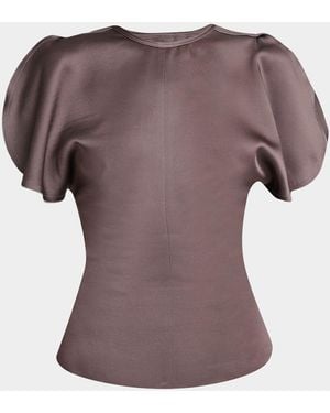 Victoria Beckham Draped Split-Sleeve Satin Blouse - Purple