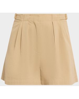 Ulla Johnson Kira Pleated Cotton Shorts - Natural