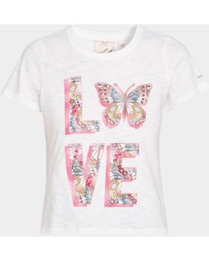 Cinq À Sept Heatset Butterfly Cotton T-Shirt - White