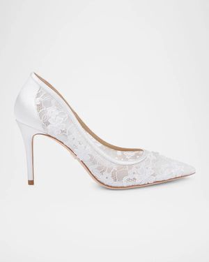 Badgley Mischka Rania 85Mm Lace Stiletto Heel Pumps - White