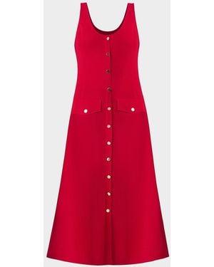 Shoshanna Martha Button-Front Midi-Dress - Red