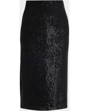 Kiton Striped Sequined Midi Pencil Skirt - Black