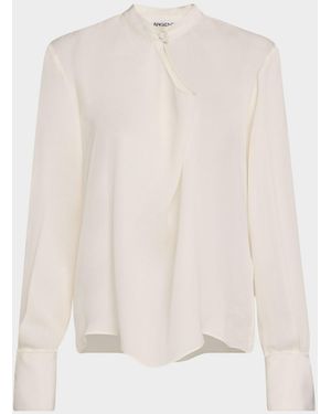 Argent Cutout Silk Double Georgette Blouse - Natural