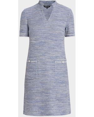 Misook Melange Tweed Knit Shift Dress - Blue
