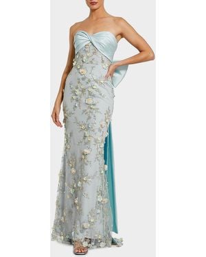 Mac Duggal Sequin-Embellished Bow Column Gown - Blue