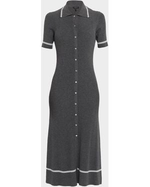 Rag & Bone Kassy Tipped Rib-Knit Midi Dress - Gray