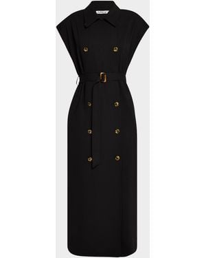 Argent Double-Breasted Stretch Crepe Trench Dress - Black