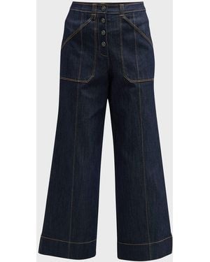 Cinq À Sept Benji Wide-Leg Denim Pants - Blue