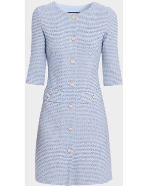 Misook Button-Down Knit Mini Dress - Blue