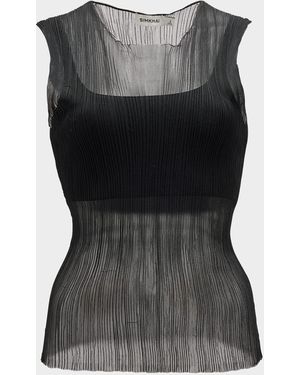 Jonathan Simkhai Oakley Bralette Plise Knit Tank Top - Black