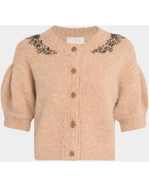 Cinq À Sept Millicent Crystal-Lace Alpaca-Blend Cardigan - Natural