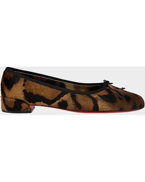 Christian Louboutin Sweetie Jane Leopard Calf Hair Sole Ballerina Flats - Brown