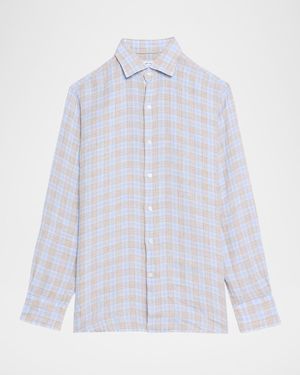 Peter Millar Apos;S Milo Linen Plaid Sport Shirt - White