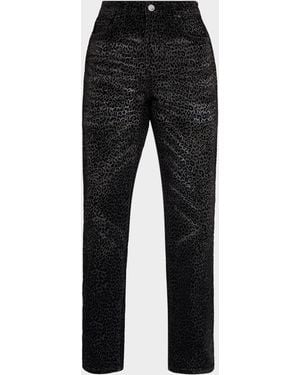 Monfrere Apos;S Caine Leopard-Print Straight-Leg Jeans - Black
