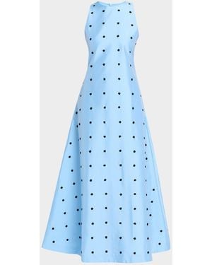 LOVEBIRDS Bennet Sequin Floral Dotted Maxi Dress - Blue