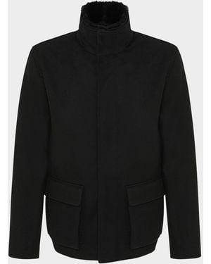 Gorski Apos;S Loro Piana Wool Jacket With Detachable Merino Shearling Lamb Collar - Black