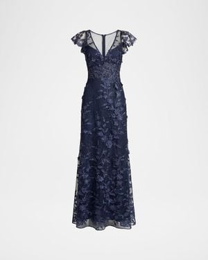 Mac Duggal Sequined Mesh Mermaid Gown - Blue