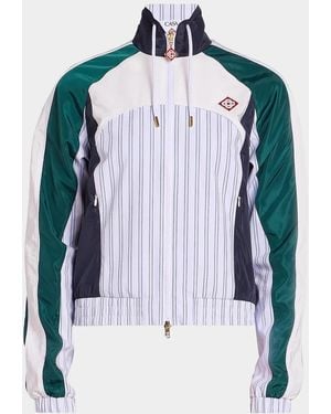 CASABLANCA Pinstripe Paneled Track Jacket - Blue