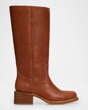 Frye Campus 14L Leather Wide Calf Boots - Brown