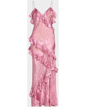 LoveShackFancy Dean Floral Silk Maxi Dress - Pink