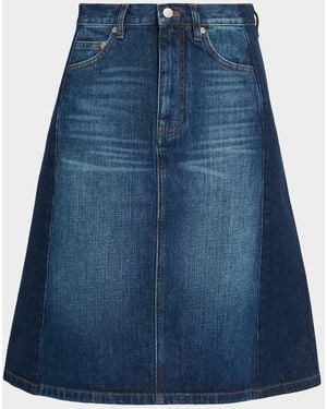 Marc Jacobs Two-Tone Denim Midi Skirt - Blue