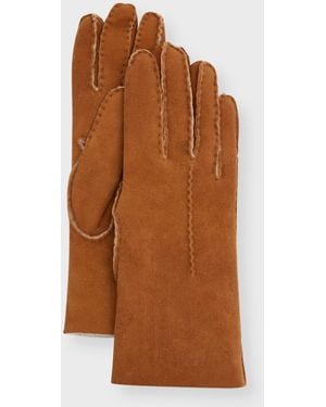 Guanti Giglio Fiorentino Lambskin Shearling-Lined Gloves - Brown