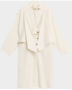 Michael Kors Linen Draped Oversized Wind Coat - Natural
