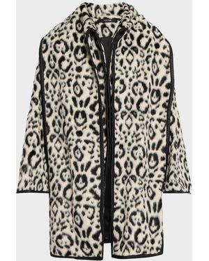 Toccin Elyria Leopard Faux Fur Scarf Jacket - White