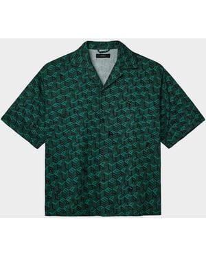Purple Embellished Logo Camp Shirt - Green